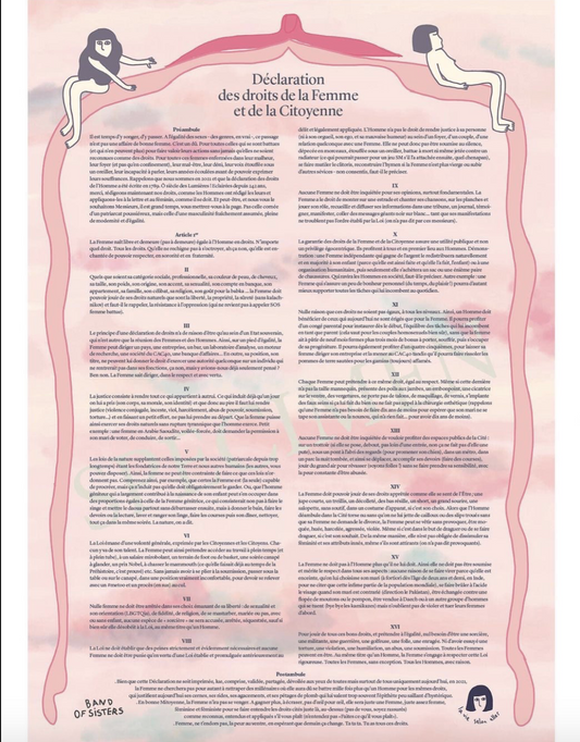Affiche déclaration des droits de la Femme et de la Citoyenne